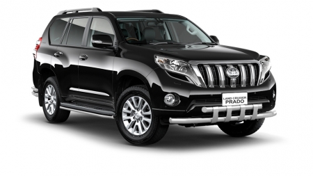 Защита переднего бампера двойная с пластинами d63/63мм Toyota Land Cruiser Prado 150 (нерж)